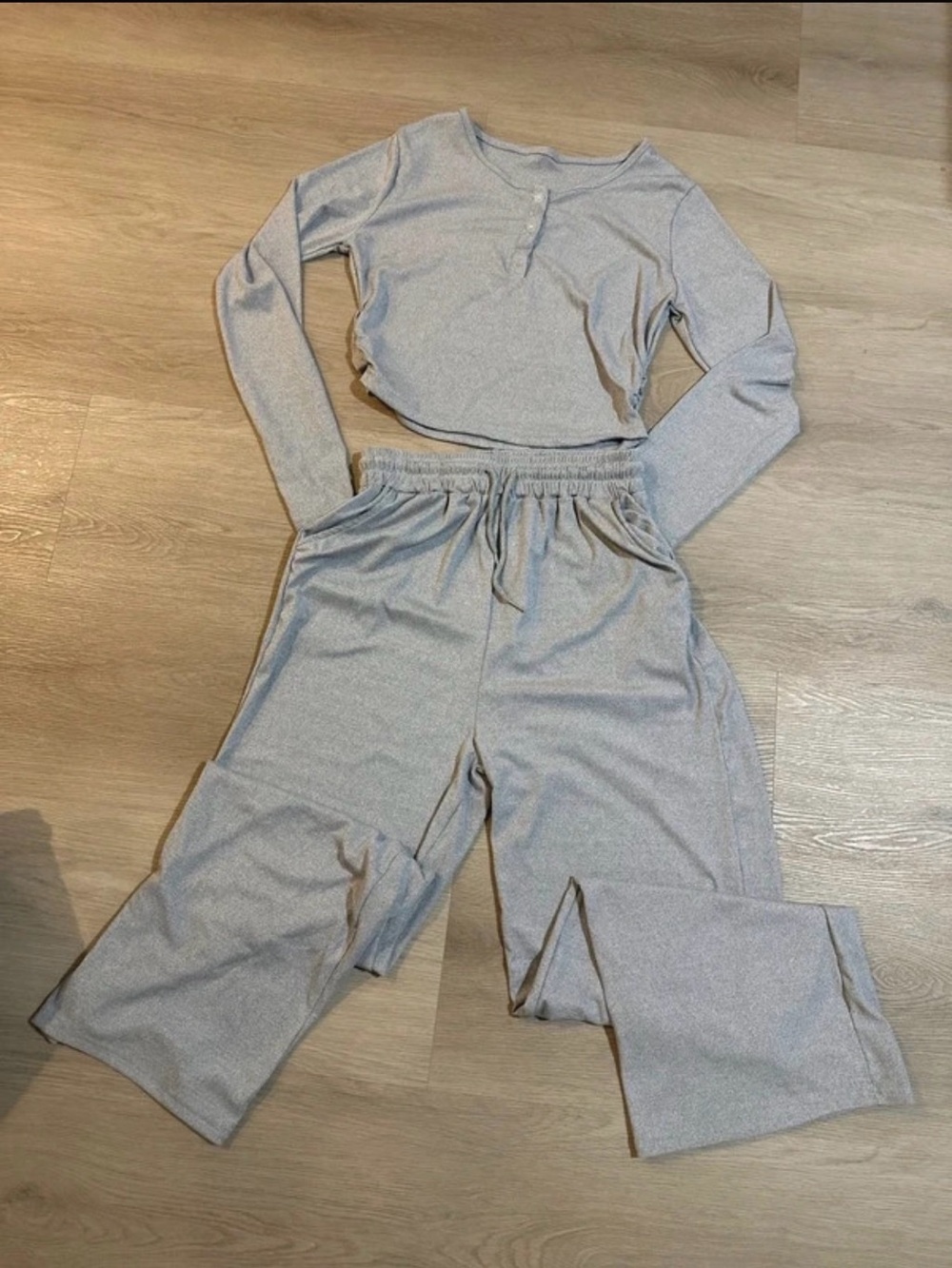 Cozy Light Gray Women's Lounge Joggers & Long-Sleeve Top Set